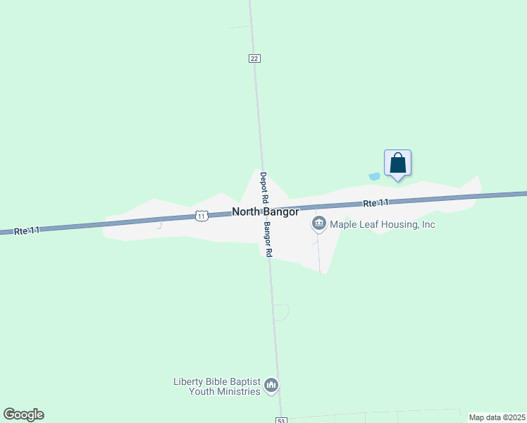 map of restaurants, bars, coffee shops, grocery stores, and more near U.S. 11 in North Bangor