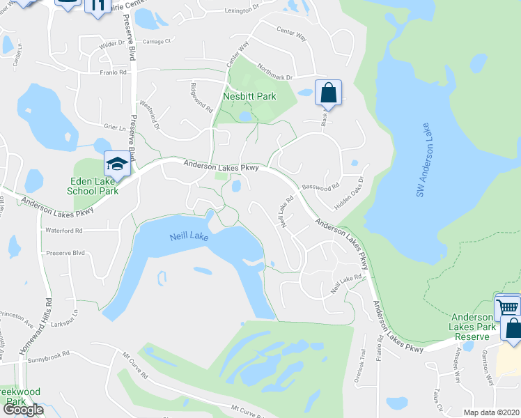 map of restaurants, bars, coffee shops, grocery stores, and more near 8948 Neill Lake Road in Eden Prairie