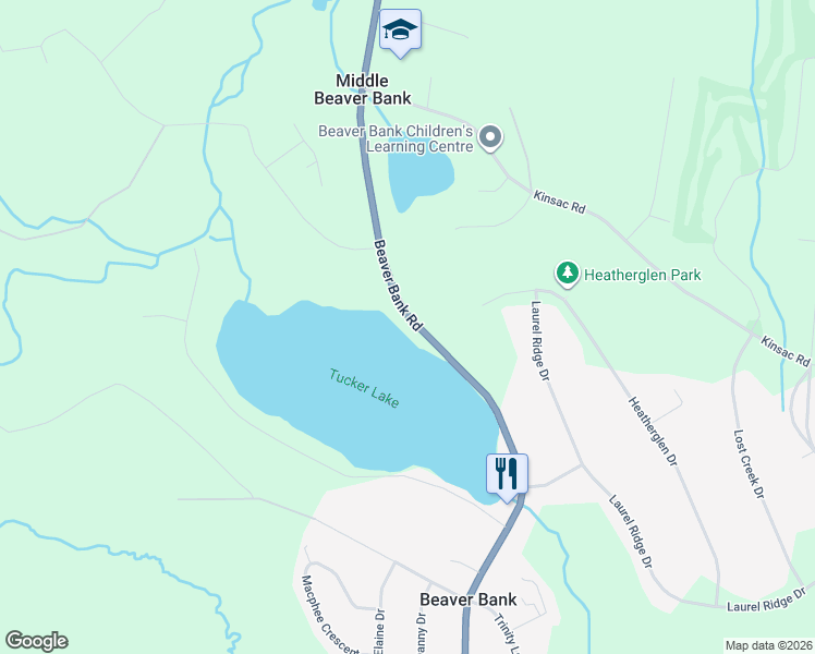 map of restaurants, bars, coffee shops, grocery stores, and more near 1404 Beaver Bank Road in Beaver Bank