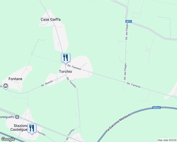 map of restaurants, bars, coffee shops, grocery stores, and more near 3 Strada Farnese in Provincia di Parma