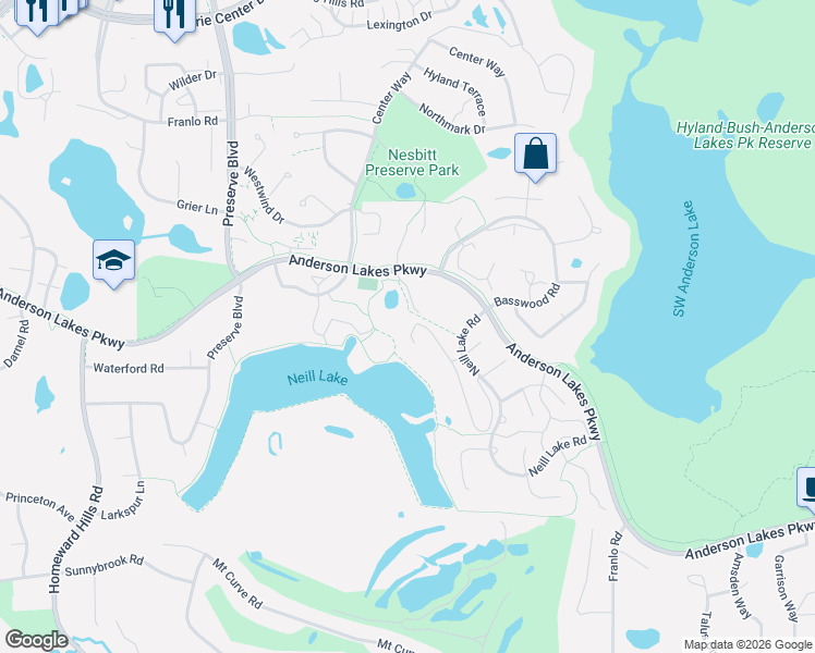 map of restaurants, bars, coffee shops, grocery stores, and more near 8948 Neill Lake Road in Eden Prairie
