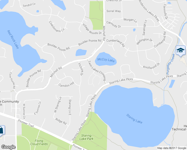 map of restaurants, bars, coffee shops, grocery stores, and more near 8909 Hilloway Road in Eden Prairie