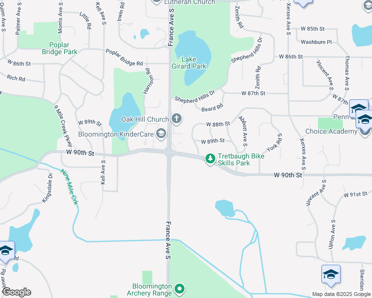 map of restaurants, bars, coffee shops, grocery stores, and more near in Bloomington