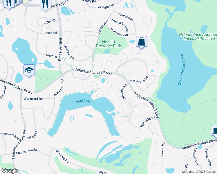map of restaurants, bars, coffee shops, grocery stores, and more near 8944 Neill Lake Road in Eden Prairie