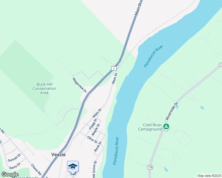 map of restaurants, bars, coffee shops, grocery stores, and more near 1108 Main Street in Veazie