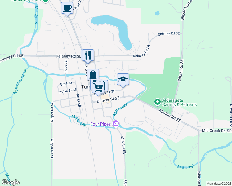 map of restaurants, bars, coffee shops, grocery stores, and more near 5444 Chicago Street Southeast in Turner