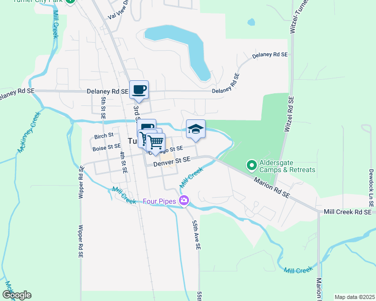 map of restaurants, bars, coffee shops, grocery stores, and more near 5444 Chicago Street Southeast in Turner
