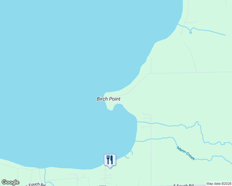 map of restaurants, bars, coffee shops, grocery stores, and more near 6801 East Birch Point Road in Traverse City