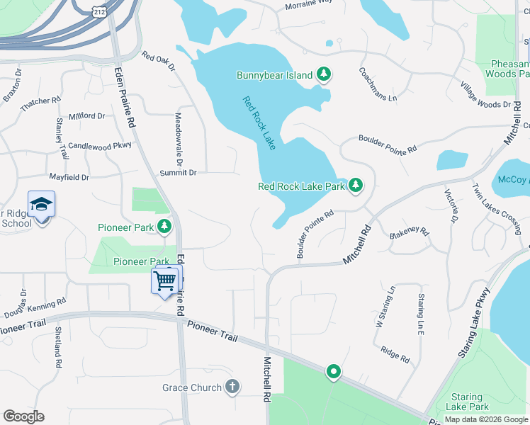 map of restaurants, bars, coffee shops, grocery stores, and more near 8803 Cove Pointe Road in Eden Prairie