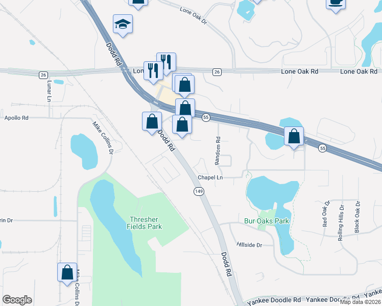 map of restaurants, bars, coffee shops, grocery stores, and more near 3195-3281 Dodd Road in Eagan