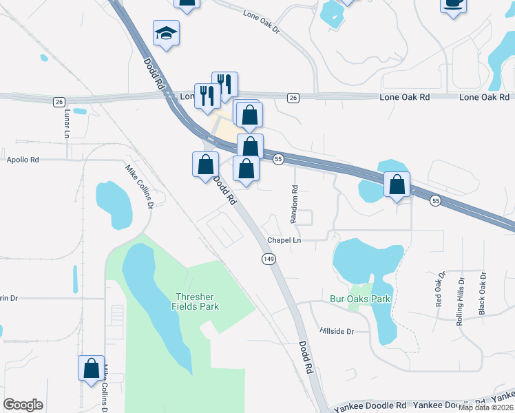map of restaurants, bars, coffee shops, grocery stores, and more near 3195-3281 Dodd Road in Eagan