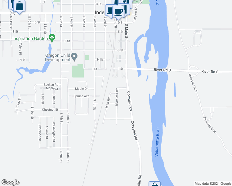 map of restaurants, bars, coffee shops, grocery stores, and more near 1206 Briar Road in Independence
