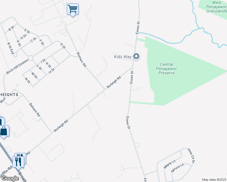 map of restaurants, bars, coffee shops, grocery stores, and more near 348 Burleigh Road in Bangor