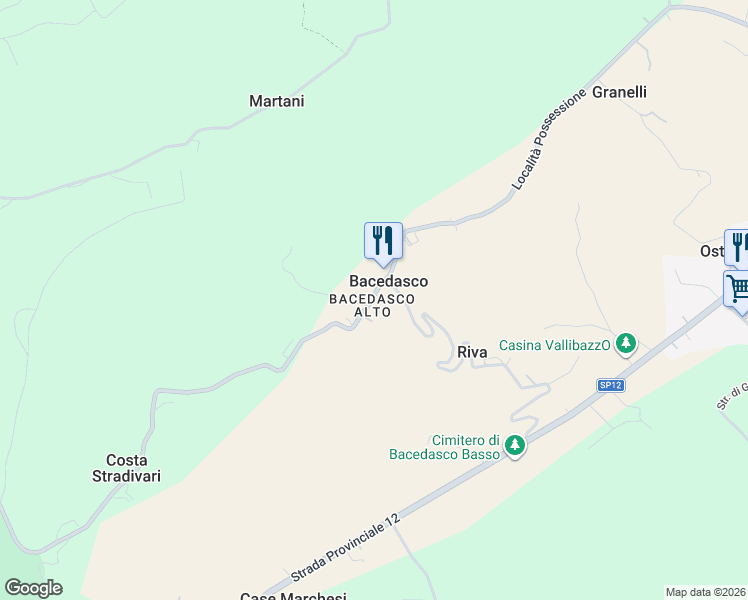 map of restaurants, bars, coffee shops, grocery stores, and more near 1 Località Bacedasco Alto in Bacedasco