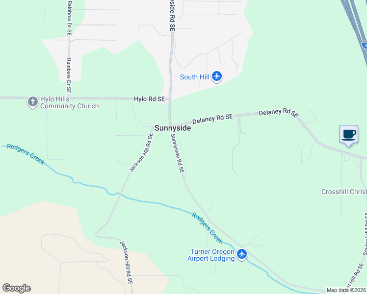 map of restaurants, bars, coffee shops, grocery stores, and more near 7698 Sunnyside Road Southeast in Salem