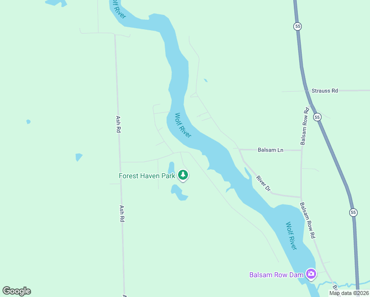 map of restaurants, bars, coffee shops, grocery stores, and more near N6990 Forest Haven Road in Shawano