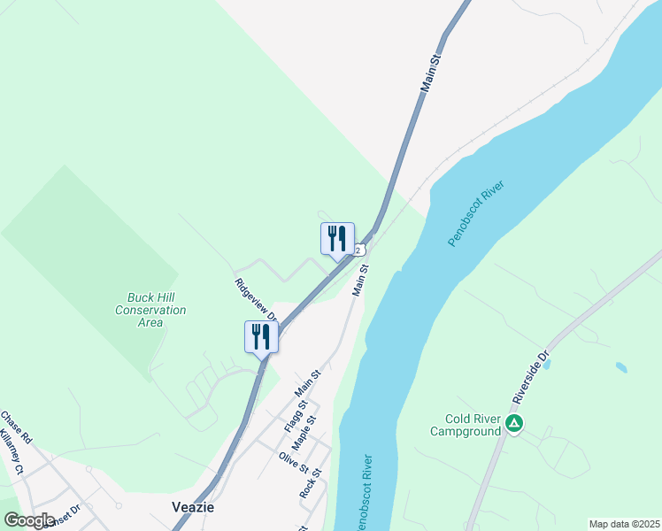 map of restaurants, bars, coffee shops, grocery stores, and more near 1552 State Street in Veazie