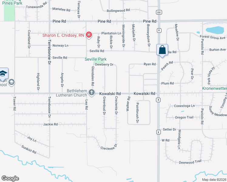 map of restaurants, bars, coffee shops, grocery stores, and more near 1970 Creciente Drive in Kronenwetter