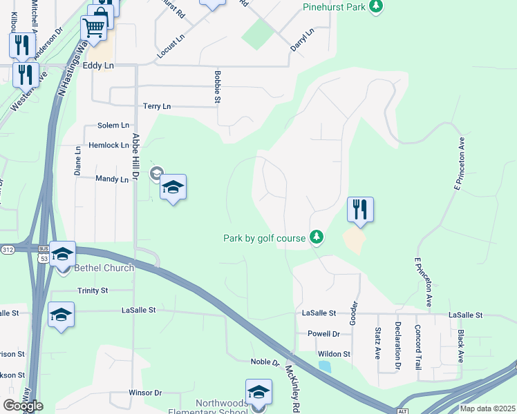 map of restaurants, bars, coffee shops, grocery stores, and more near 3411 Nelson Court in Eau Claire