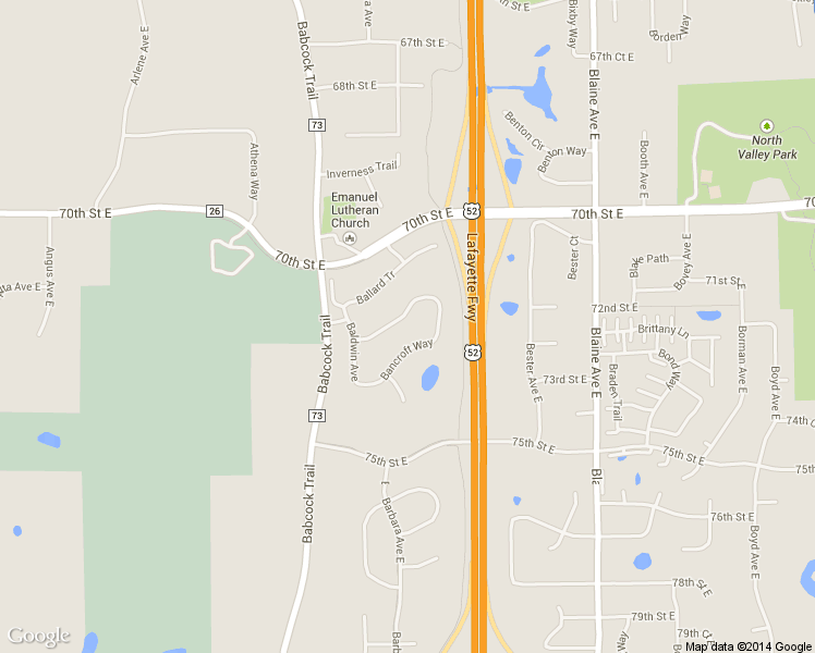 map of restaurants, bars, coffee shops, grocery stores, and more near 7319 Bancroft Way in Inver Grove Heights