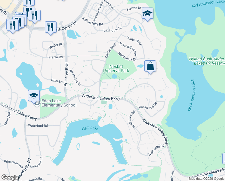 map of restaurants, bars, coffee shops, grocery stores, and more near in Eden Prairie