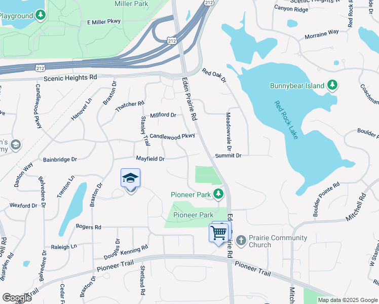 map of restaurants, bars, coffee shops, grocery stores, and more near 8721 Cottonwood Lane in Eden Prairie