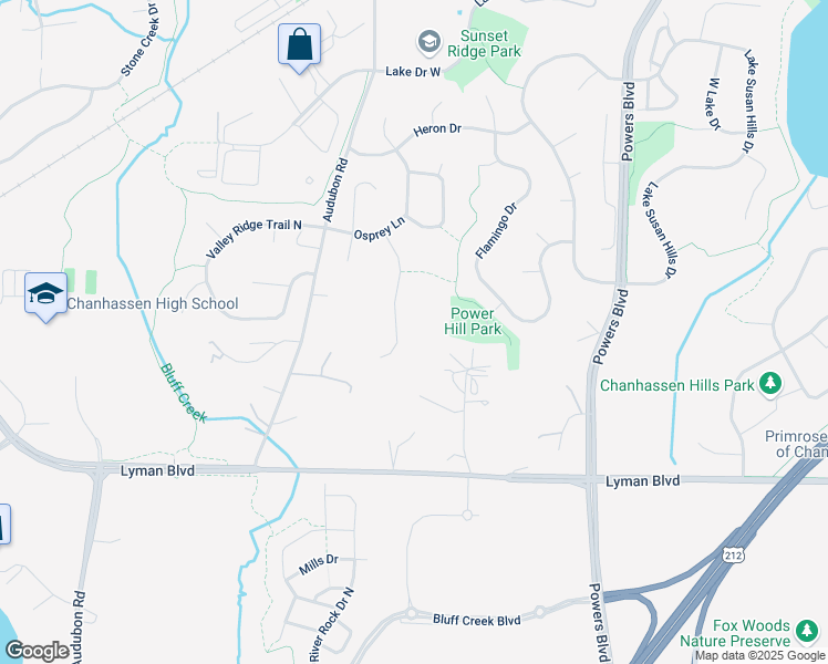 map of restaurants, bars, coffee shops, grocery stores, and more near 8726 Stonefield Lane in Chanhassen