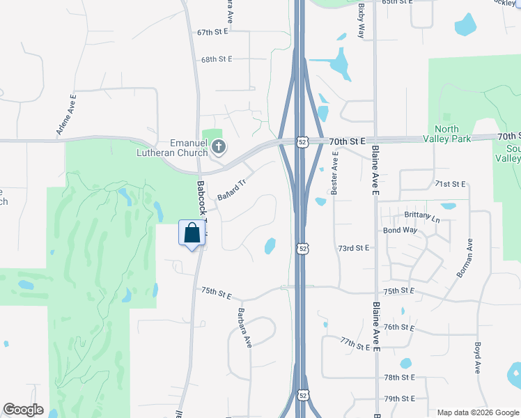 map of restaurants, bars, coffee shops, grocery stores, and more near 7272 Bancroft Way in Inver Grove Heights