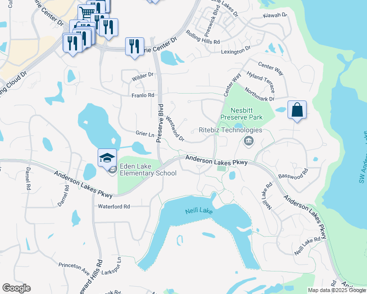 map of restaurants, bars, coffee shops, grocery stores, and more near 8724 Leeward Circle in Eden Prairie