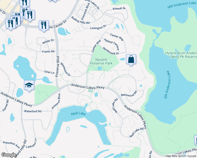 map of restaurants, bars, coffee shops, grocery stores, and more near 11160 Anderson Lakes Parkway in Eden Prairie