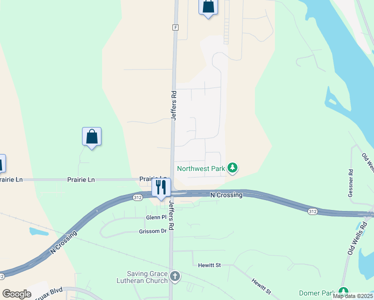map of restaurants, bars, coffee shops, grocery stores, and more near 817 Jeffers Ridge in Eau Claire
