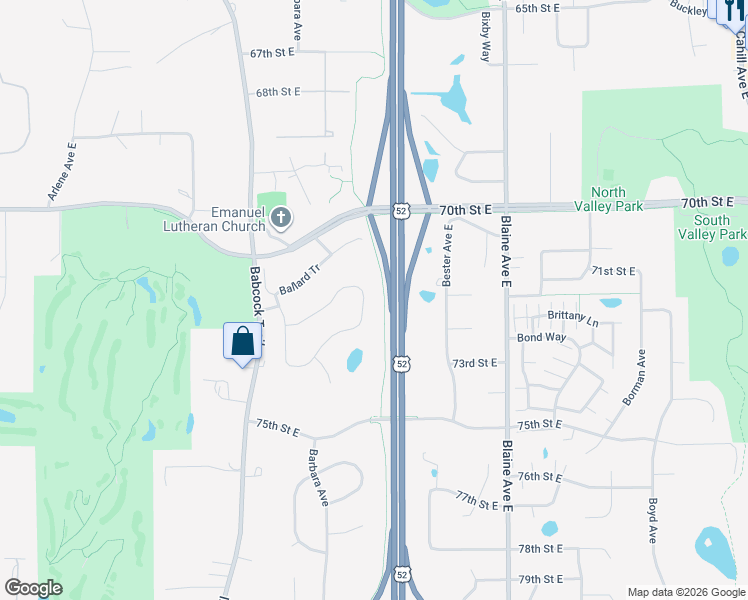 map of restaurants, bars, coffee shops, grocery stores, and more near 7284 Bancroft Way in Inver Grove Heights