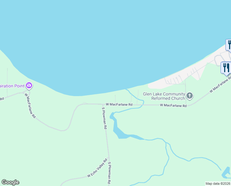 map of restaurants, bars, coffee shops, grocery stores, and more near 5484 West Macfarlane Road in Glen Arbor