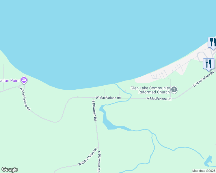 map of restaurants, bars, coffee shops, grocery stores, and more near 5484 West Macfarlane Road in Glen Arbor