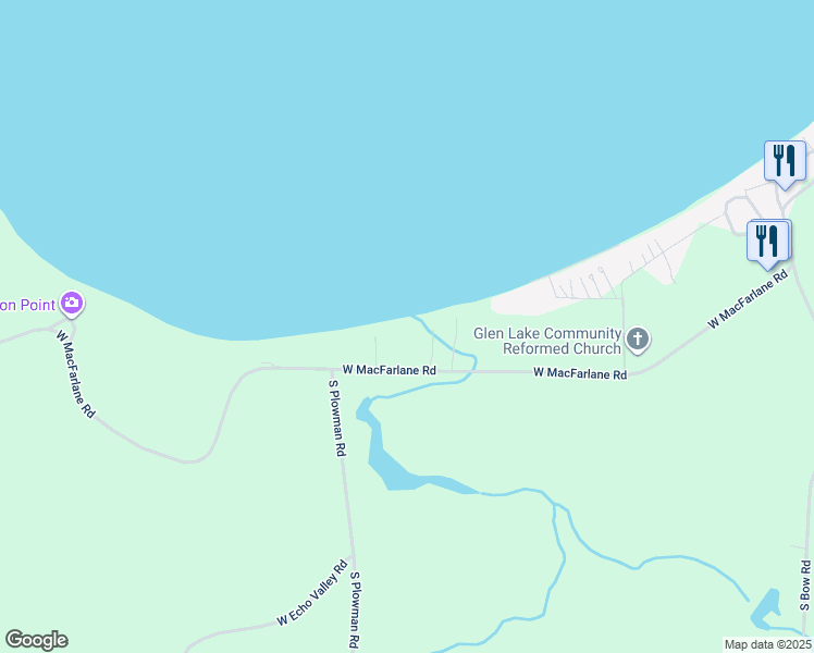 map of restaurants, bars, coffee shops, grocery stores, and more near 5416 West Macfarlane Road in Glen Arbor