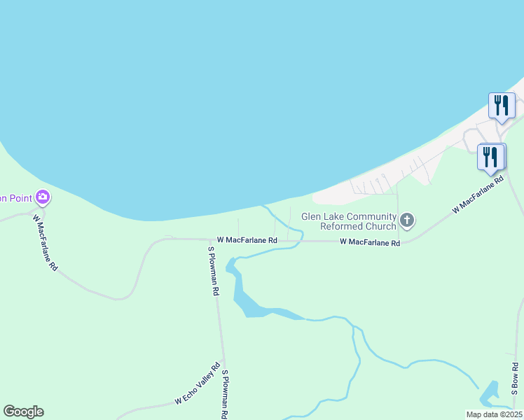 map of restaurants, bars, coffee shops, grocery stores, and more near 5416 West Macfarlane Road in Glen Arbor