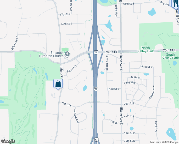 map of restaurants, bars, coffee shops, grocery stores, and more near 7284 Bancroft Way in Inver Grove Heights