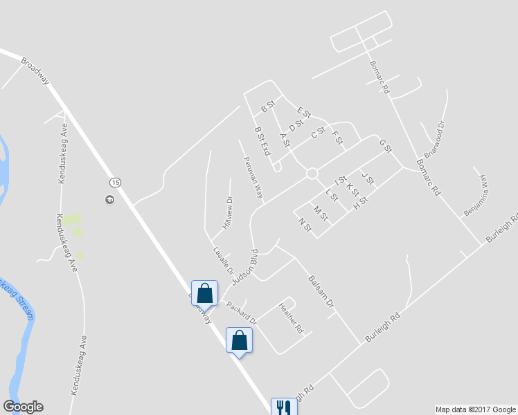map of restaurants, bars, coffee shops, grocery stores, and more near 118 Birch Hill Estates in Bangor