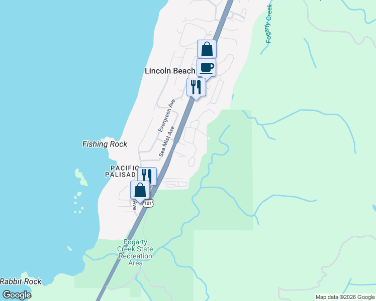 map of restaurants, bars, coffee shops, grocery stores, and more near 3580 U.S. 101 in Depoe Bay