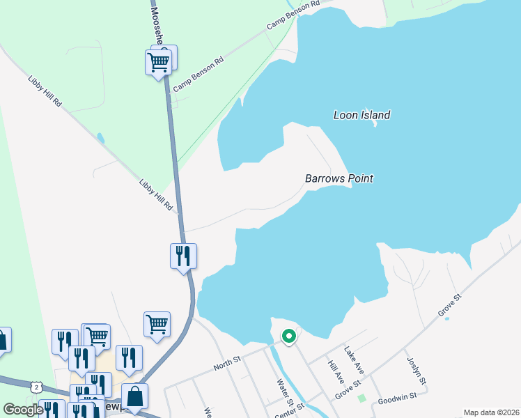 map of restaurants, bars, coffee shops, grocery stores, and more near 119 Barrows Point Road in Newport