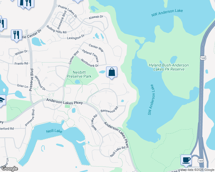 map of restaurants, bars, coffee shops, grocery stores, and more near 8774 Black Maple Dr in Eden Prairie
