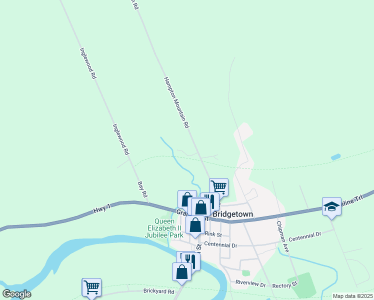 map of restaurants, bars, coffee shops, grocery stores, and more near 54 Church Street in Bridgetown