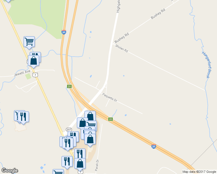 map of restaurants, bars, coffee shops, grocery stores, and more near 2625 Highgate Road in Saint Albans City