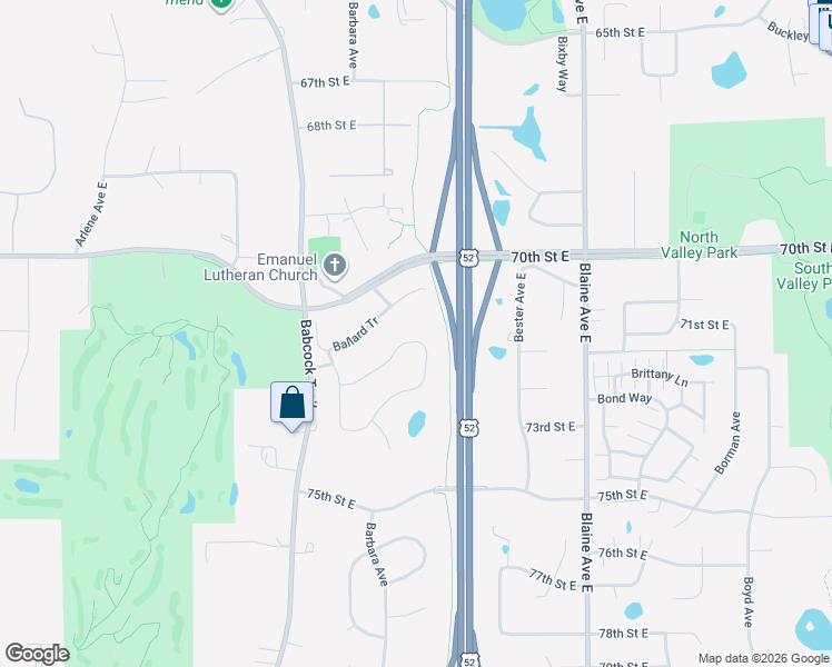 map of restaurants, bars, coffee shops, grocery stores, and more near 7272 Bancroft Way in Inver Grove Heights