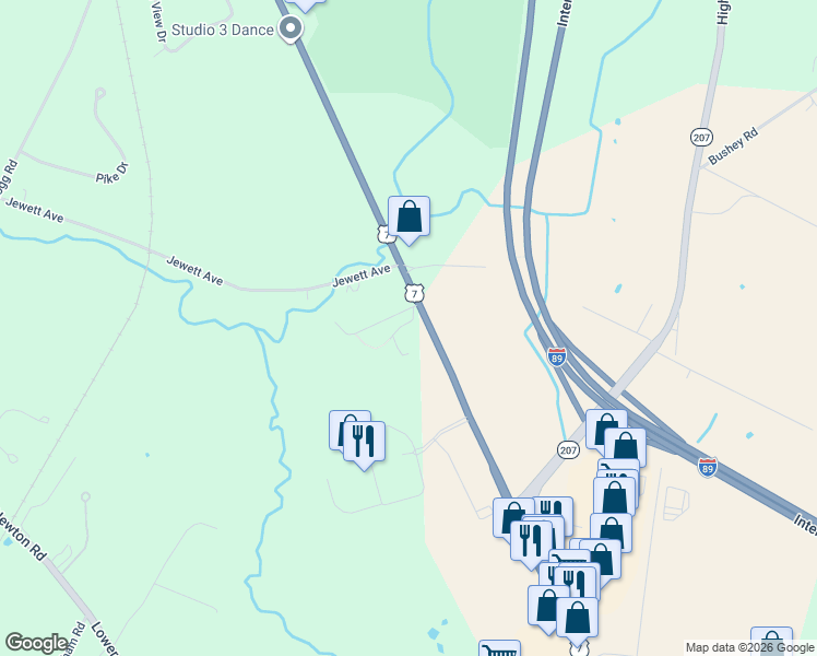 map of restaurants, bars, coffee shops, grocery stores, and more near 3 Champlain Commons in Saint Albans City