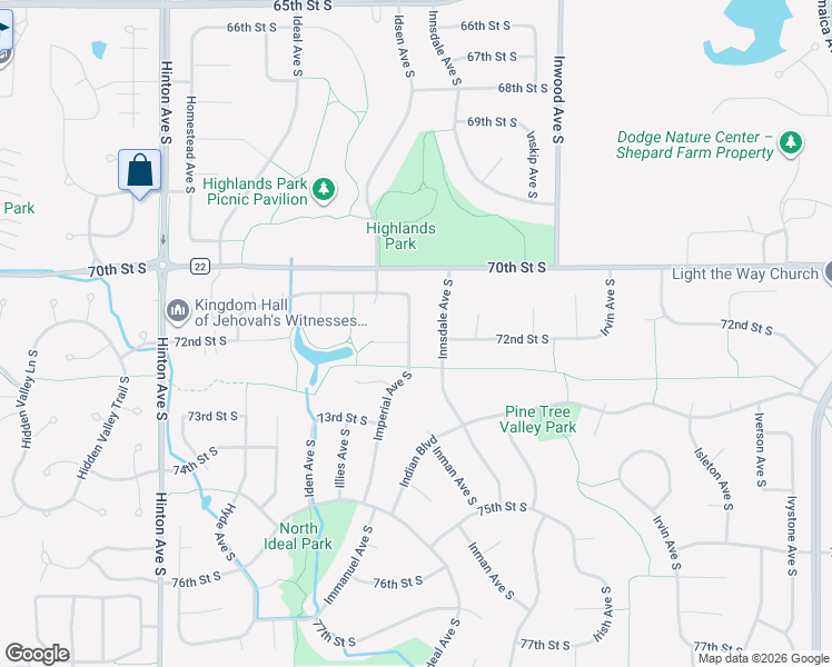 map of restaurants, bars, coffee shops, grocery stores, and more near 7167 Imperial Avenue South in Cottage Grove