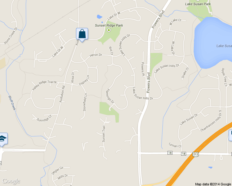 map of restaurants, bars, coffee shops, grocery stores, and more near 1380 Thrush Court in Chanhassen