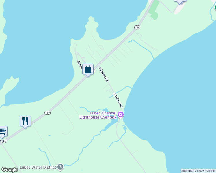 map of restaurants, bars, coffee shops, grocery stores, and more near 35 South Lubec Road in Lubec