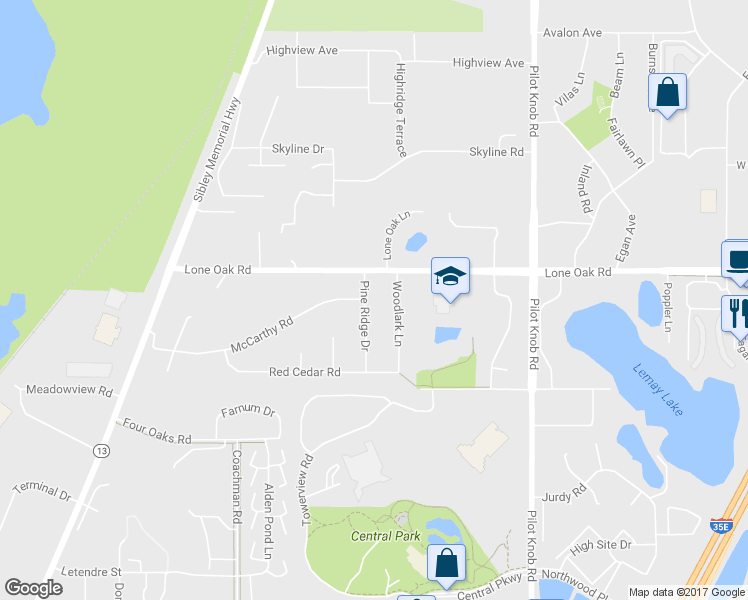 map of restaurants, bars, coffee shops, grocery stores, and more near 3020 Pine Ridge Drive in Eagan