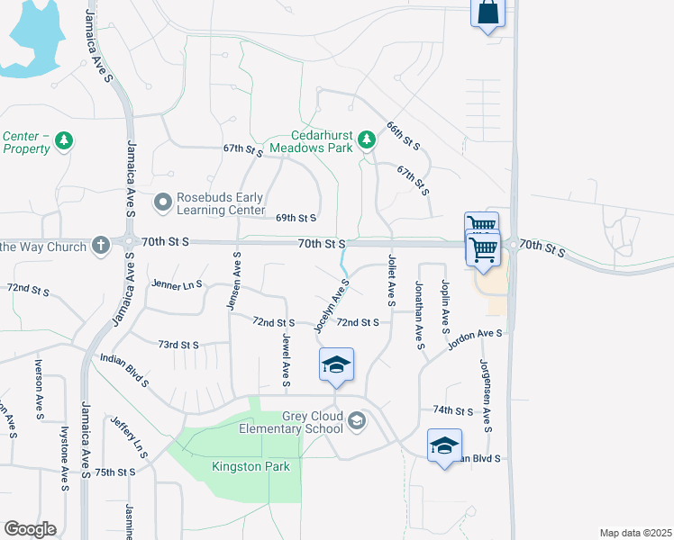 map of restaurants, bars, coffee shops, grocery stores, and more near 7028 Jocelyn Avenue South in Cottage Grove
